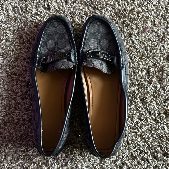 Coach Shoes - Coach Olive Outline Signature C Monogram Loafers - BLACK SMOKE